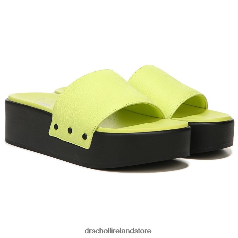 Dr. Scholl's Unisex Pisces Max Platform Slide Sandal Lime Leather 4VH42H198